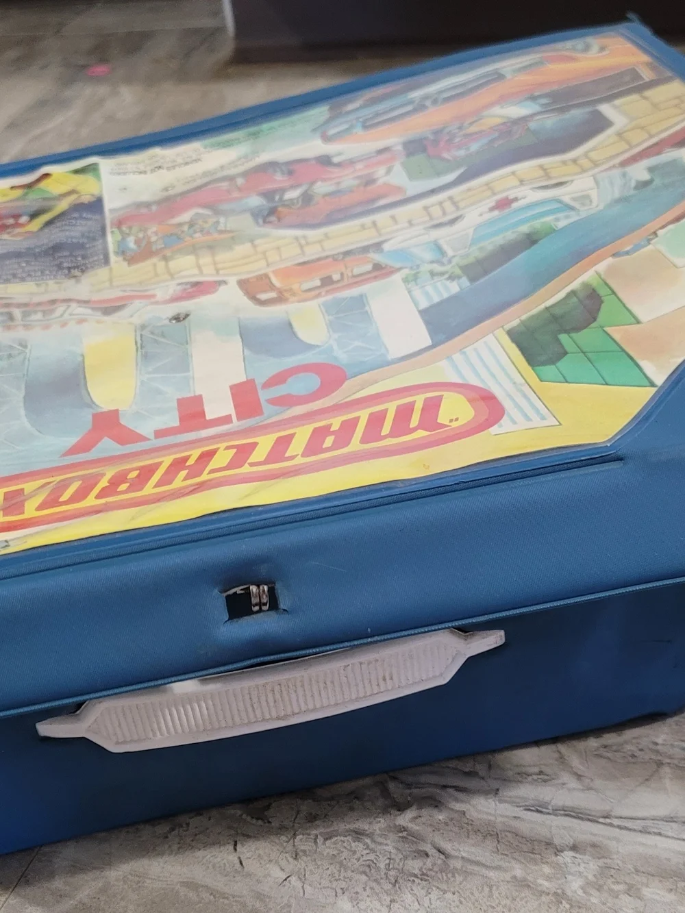 Vintage 1976 Matchbox City Playset Case - Blue and Yellow Artwork